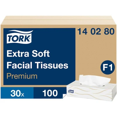 Image de TORK 140280 mouchoirs en papier extra doux Premium 2 plis blanc F1 (100 pièces)