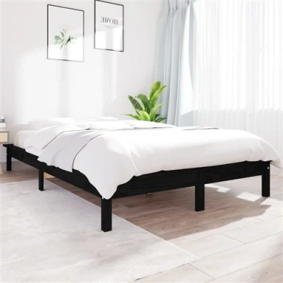 Afbeelding van Bedframe massief grenenhout zwart 160x200 cm