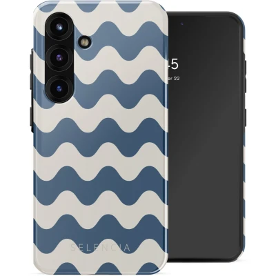 Afbeelding van Selencia Hoesje Geschikt voor Samsung Galaxy S25 Vivid Backcover Wave Vibes Classic Blue