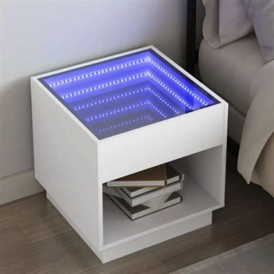 Afbeelding van vidaXL Nachtkastje met Infinity LED 50x50x50 cm wit