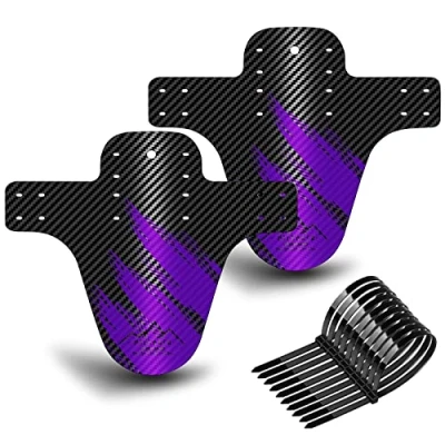 Afbeelding van NICEDACK Fender fiets 2 Stuks Mountainbike Spatbord MTB voor en Achterspatbord BMX (Carbon Fiber Embossing Paars)