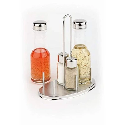 Afbeelding van APS 40440 Classic Menage Glas met roestvrij stalen deksel en niet druppeluitloop 0, 2 liter, 14,5 x 8,5 23 cm