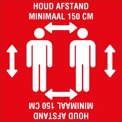 Afbeelding van Vloersticker (Corona) 280x280mm Houd afstand min.1.5mtr
