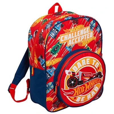 Afbeelding van Hot Wheels Grote kinderrugzak met bekerhouder, motief auto&#039;s, Rood, één maat, rugzak, Rugzak