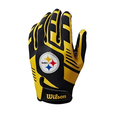 Afbeelding van Wilson NFL Receiver Gloves Stretch Fit Team Pittsburgh Steelers YOUTH One Size