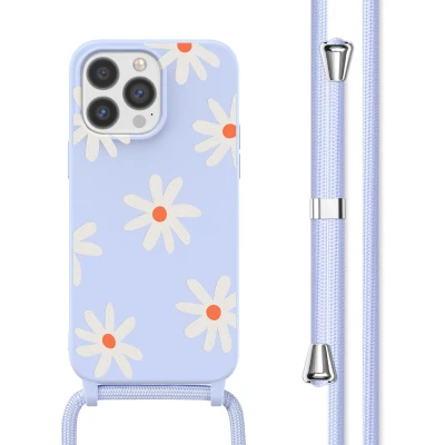 Afbeelding van imoshion hoesje Geschikt voor iPhone 13 Pro met koord Siliconen design Meerkleurig / Lila Flower Distance