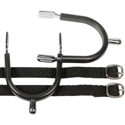 Afbeelding van Harry&#039;s Horse Sporen knop verchroomd / rubber + riem H30