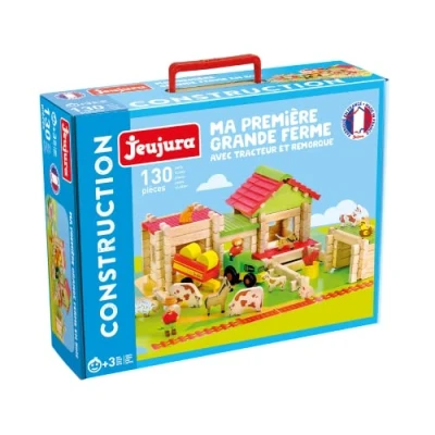 Afbeelding van JEUJURA My First Big Farm, tractor &amp; aanhanger, 130 stuks, bouwspellen, meerkleurig (J8237)