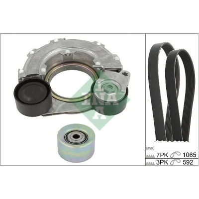 Afbeelding van INA 529 0560 10 Poly V riem set Speciaal gereedschap voor montage noodzakelijk, Generatorvrijloop controleren en indien nodig vervangen