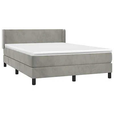 Image de vidaXL Sommier à lattes de lit et matelas Gris clair 140x200cm Velours