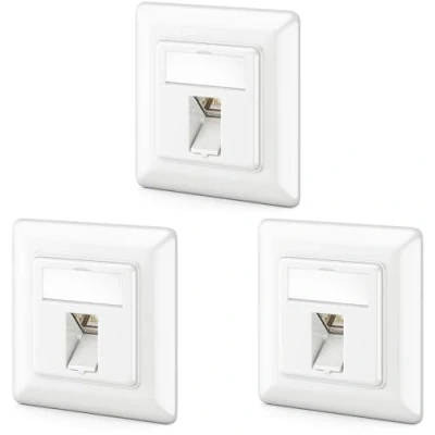 Afbeelding van deleyCON 3x CAT6a Keystone Netwerkdoosset Inbouw Netwerkdoos Module STP Afgeschermde Metalen Behuizing RJ45 Jack Datadoos Netwerkkabel