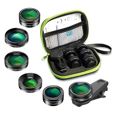 Afbeelding van Apexel Cameralenset, telefoonlenzen om vast te klikken op fisheye lens, brede macrolens, 6 sterrenfilter, CPL, ND 32 filter voor iPhone, Samsung en de meeste