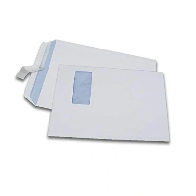 Afbeelding van Doos met 250 witte hoezen C4 229 x 324 cm 90 g/m² venster 110 50 beschermband