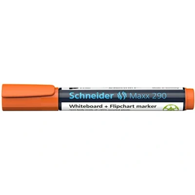 Afbeelding van Schneider whiteboard marker Maxx 290 ronde punt oranje voor en flipover S 129106