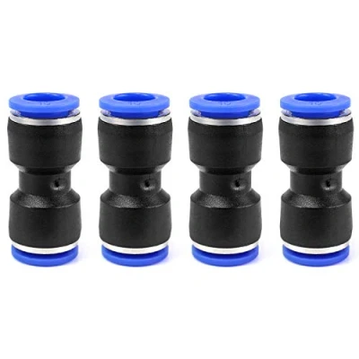 Afbeelding van QWORK Pneumatische connector bevestigingen, kunststof luchtleiding buisverbinding, snelkoppelingen, 10 mm, 4 stuks