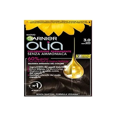 Afbeelding van Garnier Olia Midnight Haarverf, permanente haarkleuring zonder ammoniak, delicate geur, dekt 100% van het witte haar, met bloemolie natuurlijke oorsprong, veganistische formule, zwart