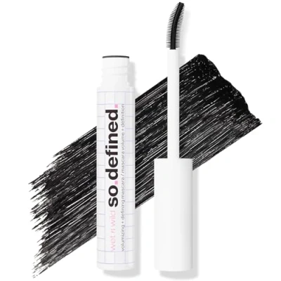 Afbeelding van Wet n Wild Zo gedefinieerd volume + definiërende mascara, formule verrijkt met ricinusolie voor vollere en dikkere wimpers, zwarte niet klonterend