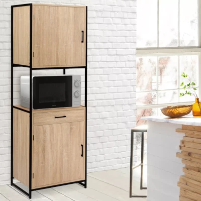 Afbeelding van Buffet de cuisine 60 CM DETROIT meuble 2 portes design industriel + tiroir