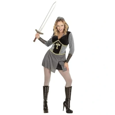Afbeelding van Widmann Middeleeuwse &amp; Renaissance Strijders Kostuum Madame Joan Of Arc (Kort) Vrouw Grijs, Zilver XS Carnavalskleding Verkleedkleding