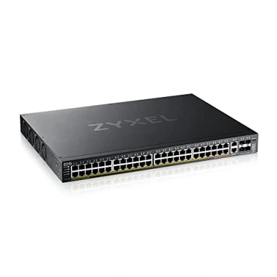 Image de Zyxel XGS2220 Series 54HP Commutateur Accès GbE L3 à 48 ports, NebulaFLEX Cloud, avec 6 liaisons montantes 10G Géré 40 x 10/100/1000 (PoE+) + 8 (PoE++) 2 1/2.5/5/10 4 10 Gigabit SFP+ de bureau, Montable