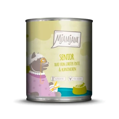 Afbeelding van MjAMjAM Cat Heerlijke Maaltijden Senior Duo Blik 6x800g Eend &amp; Konijn