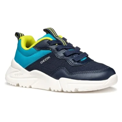 Afbeelding van Geox Loftus BOY Sneakers laag voor kinderen, Maat: 32, Navy/turquoise Textiel/ synthetisch