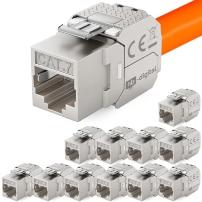 Afbeelding van HB Digital 12 x Keystone RJ 45 Cat.7 module Guillotine (LSA) op RJ45 bus STP 1000MHz CAT7 voor Cat 5e/6/6a/7 netwerkkabel Patchpaneel Ethernet LAN Datastekker