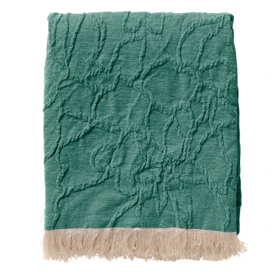 Afbeelding van Dutch Decor FLORINE Plaid 140x180 cm met ingeweven patroon effen kleur franjes Sagebrush Green groen