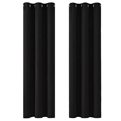 Afbeelding van Deconovo thermische verduisteringsgordijnen, 107 x 229 cm (breedte hoogte), modern design met oogjes, gordijn voor jongensslaapkamer, Halloween, zwart, 2 stuk