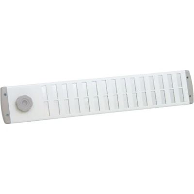 Afbeelding van Nedco schuifrooster 500x90mm bold line met draaiknop vliegengaas aluminium wit
