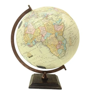 Afbeelding van EXERZ 30cm antieke wereldbol met vierkante houten basis, moderne vintage kleur kaart, handgemaakte ambachten