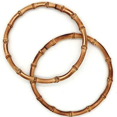 Afbeelding van POFET Handtassen van bamboe, 2 stuks, rond 6 inch diameter, handtassen, handgemaakt, knutselen, tasjes, accessoires (6 inch)