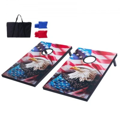 Image de VEVOR Jeu de Cornhole Portable 92x60 cm en Bois avec 8 Sacs et Étui Transport