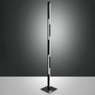 Afbeelding van LED vloerlamp Ling, zwart, hoogte 165 cm, dimbaar, metaal