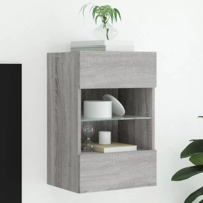 Afbeelding van Tv wandmeubel met LED verlichting 40x30x60,5 cm grijs sonoma