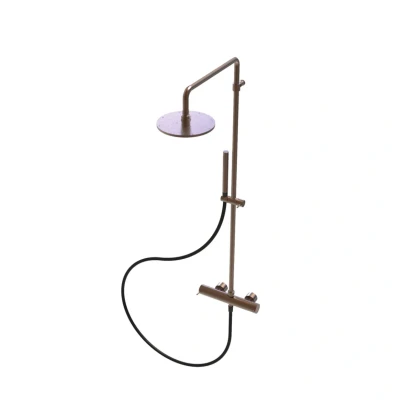 Afbeelding van Waterevolution Flow thermostatische douchecombinatie met regendouche PVD geborsteld Koper 250mm rond T141TNR25CPE