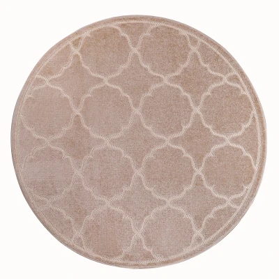 Afbeelding van Binnen en Buiten Vloerkleed Berlin Outdoor Laagpolig Tapijt Beige 150 cm rond