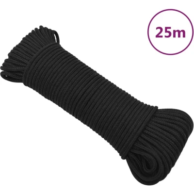 Afbeelding van vidaXL Boottouw 4 mm 25 m polypropeen zwart