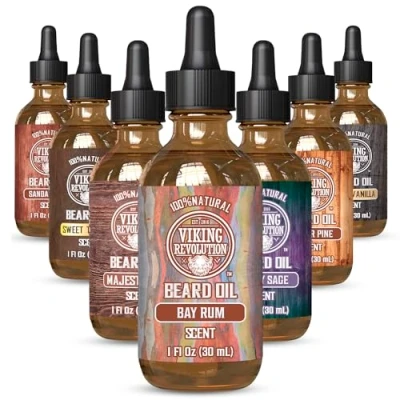 Afbeelding van Viking Revolution baardolie voor heren, 30 ml, natuurlijke Bay Rum met arganolie en biologische jojoba olie, hydraterende voedende