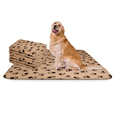 Afbeelding van Nobleza 6 x deken van zacht pluche, voor honden, katten, konijnen en andere huisdieren, wasbaar, beige, 120 100 cm