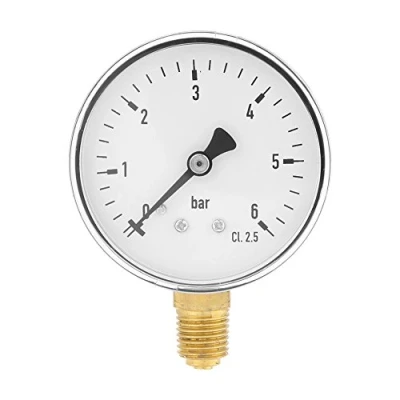 Afbeelding van 1/4&quot; NPT 0 6 bar Luchtwaterdrukmeter Zijmontage Manometer Voor Water Lucht Olie Wijzerplaat Instrument