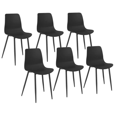 Afbeelding van Set van 6 zwarte KIARA stoelen polypropyleen met metalen poten