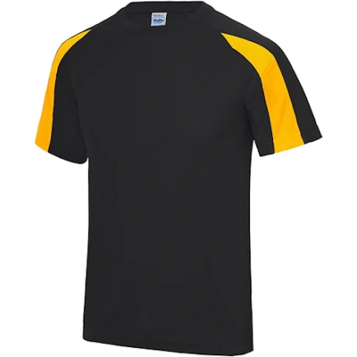 Afbeelding van Vegan T shirt &#039;Contrast&#039; met korte mouwen Black/Gold S