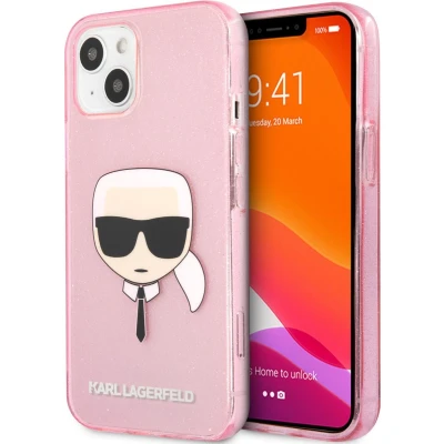 Afbeelding van Karl Lagerfeld Transparante Roze TPU Back Cover Hoesje voor Apple iPhone 13 Mini Bescherm je Telefoon!