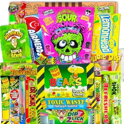 Afbeelding van Candy&amp;Bar USA Zure snoepdoos, import in de Verenigde Staten, 20 verschillende lekkernijen, bestseller, perfect geschenkidee, geschenkdoos, top verkoop, beste producten, delige doos, Sweets