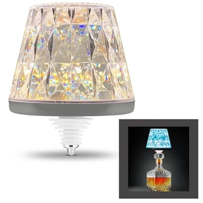 Afbeelding van REV LAMPRUSCO CRISTAL Draadloze flessenlamp, RGB tafellamp, draadloos, 130 lm, 1,6 W, 2500 mAh, dimbaar flessenlicht in verschillende kleuren, touch tafellamp voor