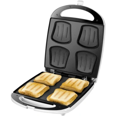 Afbeelding van Unold Quadro Sandwich toaster Inklapbaar Wit, Zwart