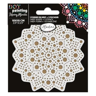 Afbeelding van Aladine Dot Painting MDF Board &amp; Stencil 10cm Sun (85497)