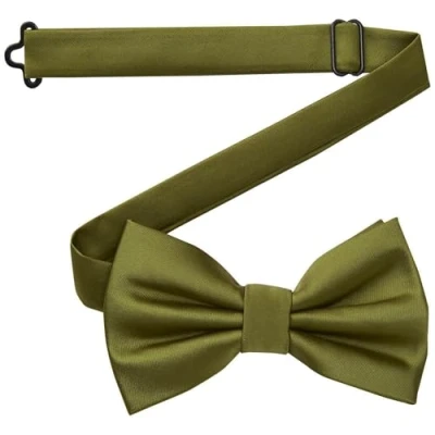 Afbeelding van DonDon handgemaakte vlinderdas voor heren, zijdelook, 12 x 6 cm, vlinderdas, Groene Olijf