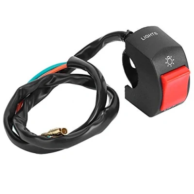 Afbeelding van Motorfietsstuurschakelaar, elektrische motorfiets, waterdicht, led, aan/uit, met knop (rood)